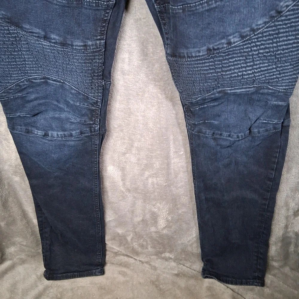 True Religion Rocco Moto Jeans Nen Size 40x34 Blue Slim Fit Stretchable Casual